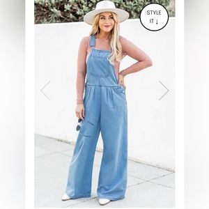 Pink lily Wide Leg Overalls